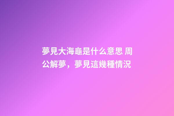 夢見大海龜是什么意思 周公解夢，夢見這幾種情況-第1張-觀點-玄機派